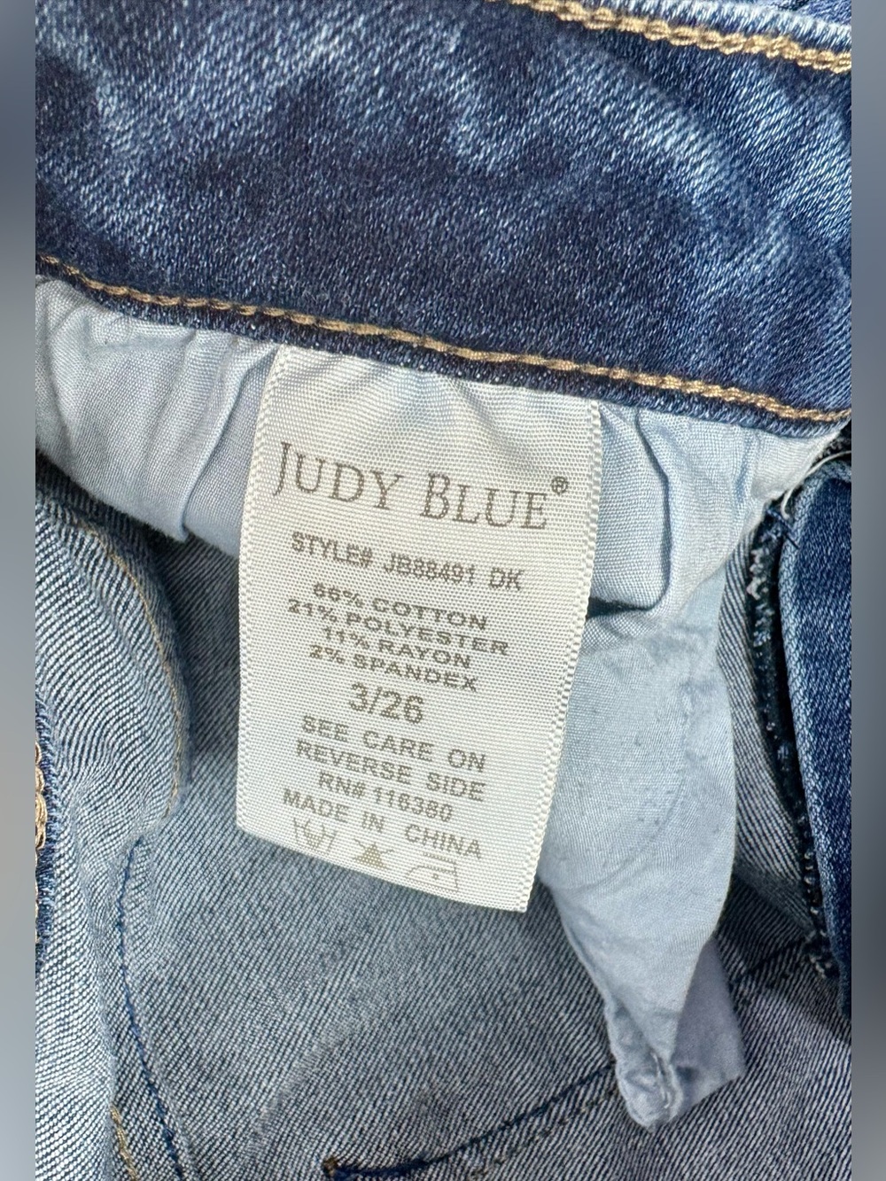 Judy Blue Jeans Womens 3/26 (25x31) Blue Mid Rise Trouser Flare Fit - Picture 5 of 11
